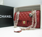 Chanel Caviar leather Red Flap bag with Gold chain A1122RG