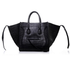 Celine Luggage Phantom Croco Original Leather Bags Black 3341