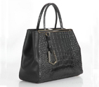 Fendi Fall Winter 2012 2Jours Original Croco Leather Tote Bag F001 Black F001