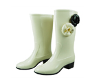 Chanel Patent Leather High Boots Cream CA008