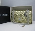 Chanel lambskin leather Gold Flap bag with Silver chain A1122GS
