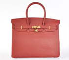 Hermes Birkin 35CM clemence leather in Purplish red with Gold hardware H35POSG