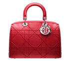 Small crimson red leather 'Dior Granville' polochon bag M1305PGCA M350