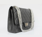 Chanel Flap Bag Quilted Black Leather with Silver Chain 48102 48102