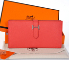 Hermes 2 flod original leather wallet in Watermelon Red 