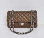 Chanel Brown Sheepskin Leather Flap Bag Silver Hardware 1112