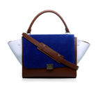 Celine Trapeze Bags Original Calf&Suede Leather Brown&Blue&White 3342