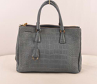 Prada Medium Croco Leather Tote Bag Grey 16625M