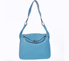 Hermes Lindy 30CM Havanne Handbags 1057 Light Blue Leather Golden Hardware H1057