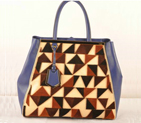 Fendi 2Jours Suede&Ferrari Leather Tote Bag F2552L Blue F2552L