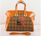 Fendi Chameleon Bag Patent Leather with Fabric F2537 Wheat F2537