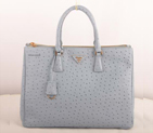 Prada Maxi Ostrich Leather Tote Bag Light Blue 16625L