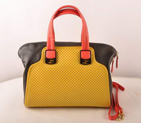 Fendi Chameleon Punch Saffiiano Leather Top Zip Tote Bag 2545 Yellow-Black 2545