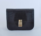 Celine Classic Box Small Flap Bag Lizard Leather Black 80077