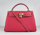 Hermes Kelly Handbags 32CM Red(gold) HKL32O0RG015