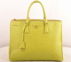 Prada Maxi Ostrich Leather Tote Bag Lemon 16625L