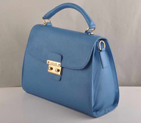 Miu Miu Tote Handbags Calf Leather 7430 Blue 7430
