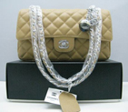 Chanel Caviar leather Apricot Flap bag with Silver chain A1122AS