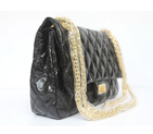 Chanel Quilted Flap Bag Black Cow Leather Gold Chain 35454 35454