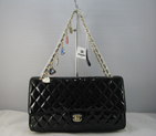 Chanel Black Patent leather Flap Bag with Gold chain A116BG