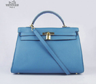 Hermes Kelly 35cm Togo Leather Bag Blue 6308 Gold Hardware 6308