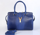 YSL Cabas Chyc lizard leather tote handbag 8220 blue 8220