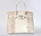 Hermes Birkin 35CM Crocodile stripes leather in Himalayan with Silver hardware H35CSHS