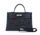 Hermes Kelly bag 35CM with Embossed logo Handbag black K35