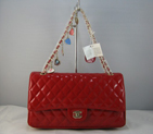 Chanel Red Patent leather Flap Bag with Gold chain A116RG