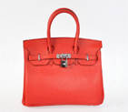 Hermes Birkin 25CM clemence leather in Flame with Silver hardware H25LSFS