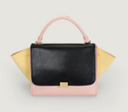 Celine Trapeze Bags Calfskin&Suede Black&Pink&Apircot C88037