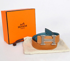 Hermes belt leather in Camel/Medium Blue with H Silver Buckle H1002
