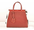 Fendi 2Jours Saffiiano Leather Horsehair Tote Bag F2552M Red&Black F2552M