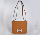 Hermes Constance Bag clemence leather in Camel with Silver hardware 8888CS
