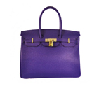 Hermes Birkin 35CM Tote Bags Granulate Calf Leather H35 Iris Purple Gold H35