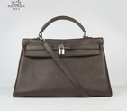 Hermes Kelly 35cm Togo Leather Bag Dark Coffee 6308 Silver Hardware 6308