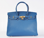 Hermes Birkin 35CM clemence leather in turkey blue with Gold hardware H35LTBG