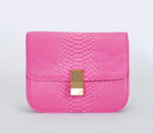Celine Classic Box Small Flap Bag Snake Leather Pink 80077
