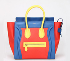 Celine Luggage Mini Boston Tote BagsCalskin Leather Peach&Blue 88032