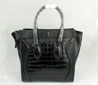 Celine Luggage Medium Bags Black with Crocodile Pattern 98169