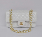 Chanel White Patent Leather Flap Bag Gold Hardware 1112