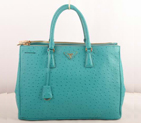 Prada Maxi Ostrich Leather Tote Bag Aquamarine 16625L