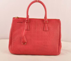 Prada Medium Croco Leather Tote Bag Peach 16625M