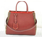 Fendi 2Jours Saffiiano Leather Fabric Tote Bag F2552M Wine F2552M