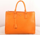 Prada Maxi Ostrich Leather Tote Bag Orange 16625L