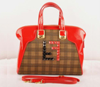 Fendi Chameleon Bag Patent Leather with Fabric F2537 Red F2537
