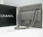 Chanel Gray color Caviar leather Flap Bag with Silver chain A1112GS
