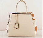 Fendi 2Jours Saffiiano Leather Horsehair Tote Bag F2552L White&Black&Tan F2552L