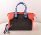 Fendi Chameleon Punch Saffiiano Leather Top Zip Tote Bag 2545 Black-Red 2545
