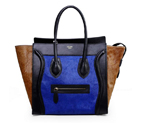 Celine Luggage Mini Boston Bags Original Leather&Horsehair Blue 3308